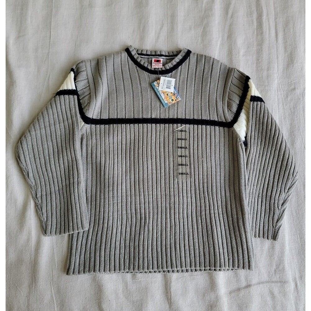 Ferruche Boys‎ S Sweater Grey Stripe Ribbed Knit Casual Preppy Pictures New NWT